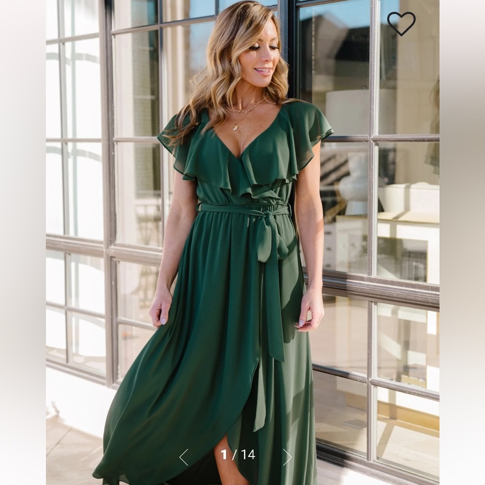 Baltic Born Katya Ruffle Maxi Dress in Evergreen